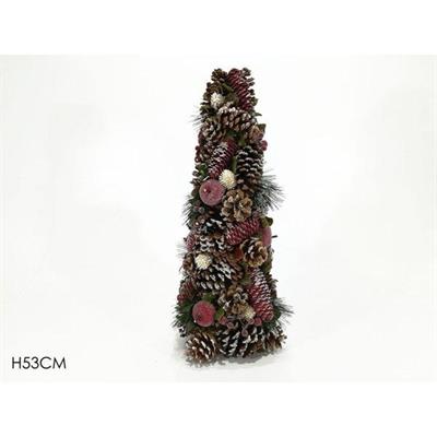 ALBERO NATALIZIO DECORATO CON PIGNE E BACCHE 53CM