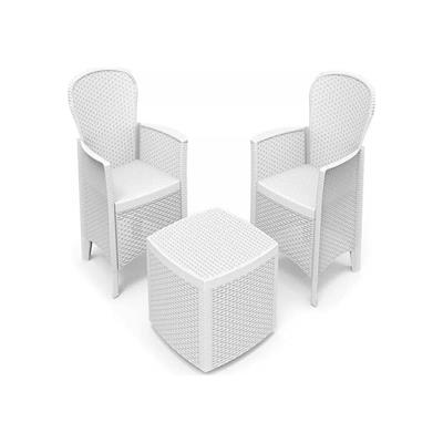 SALOTTO RATTAN BIANCO 3 POSTI CON CUSCINI